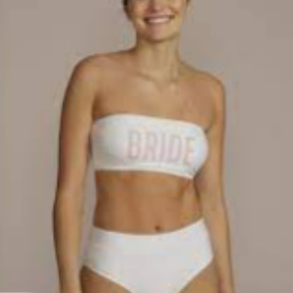 White/Pink Bride Bikini L